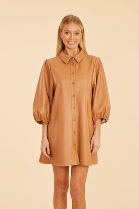 Dolce Cabo Soft Vegan Leather Dress - Camel maxi dresses clearance