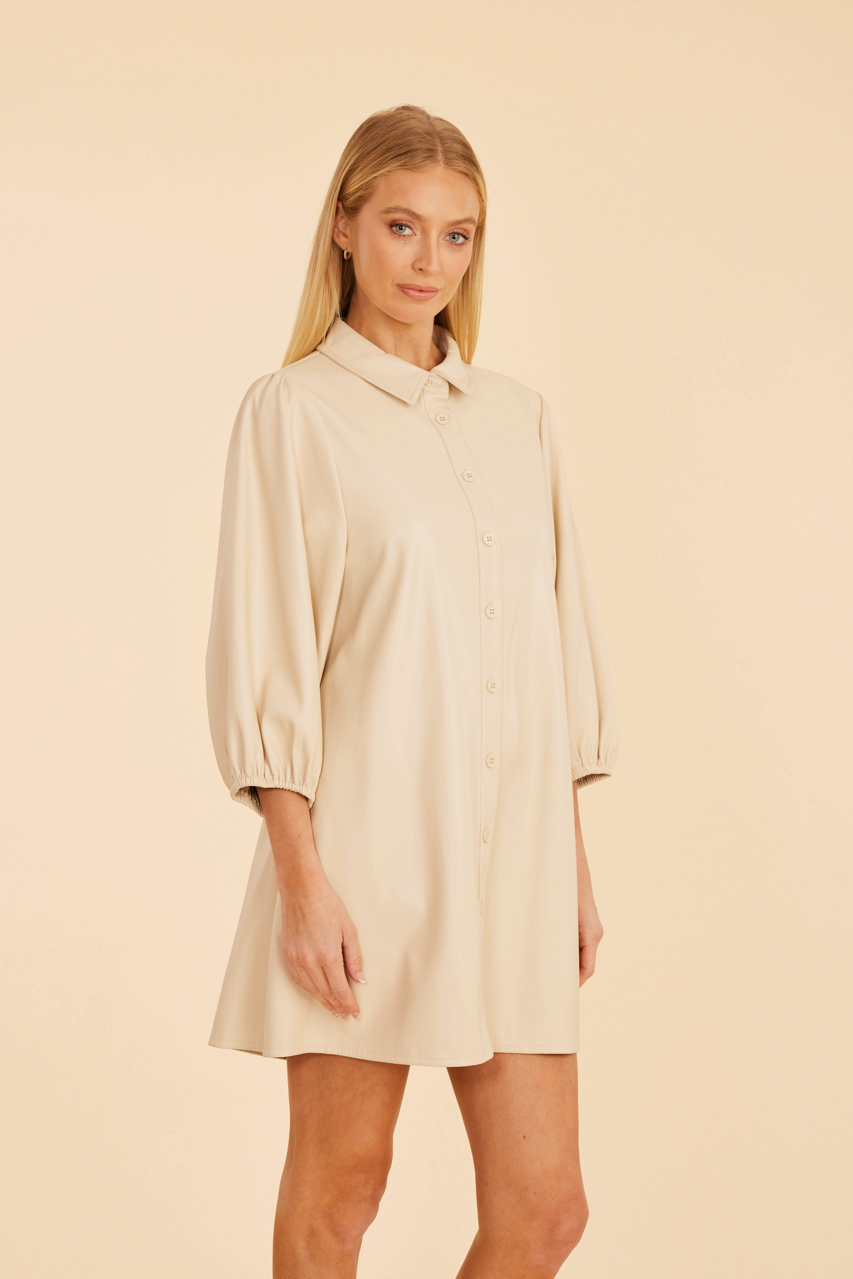 Dolce Cabo Soft Vegan Leather Dress - Creme