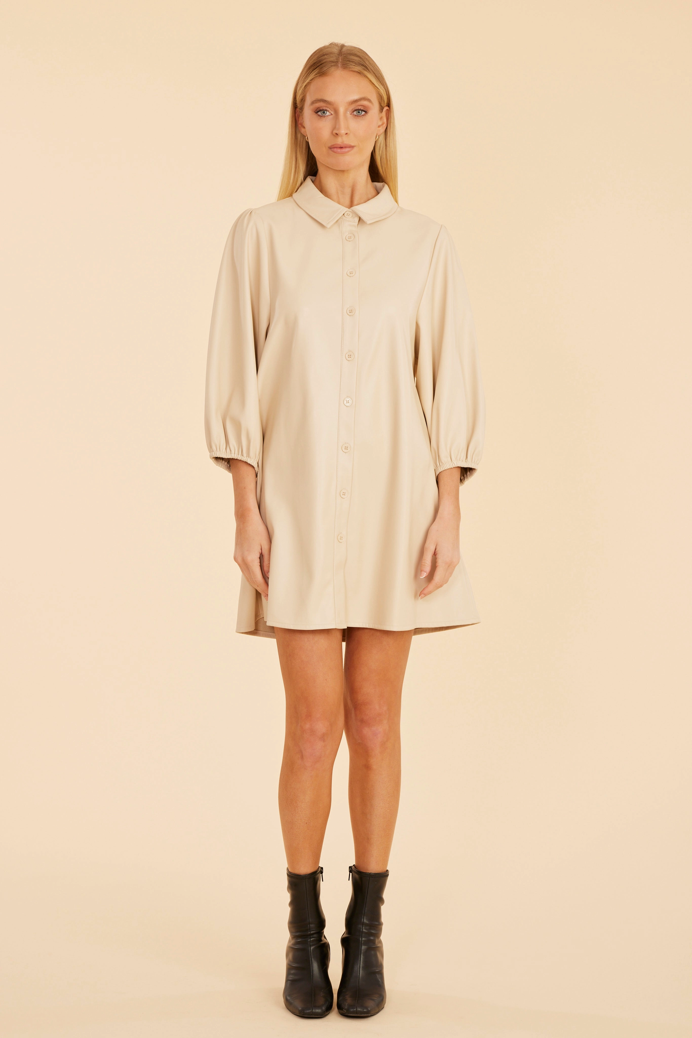Dolce Cabo Soft Vegan Leather Dress - Creme