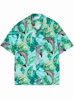 Dolphin-Print Cotton Shirt mens polos clearance