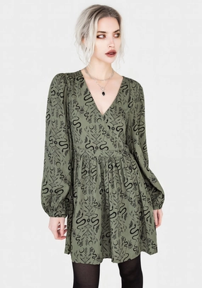 Dominion Snake Print V-Neck Mini Dress Dresses Womens - beach dresses cheap