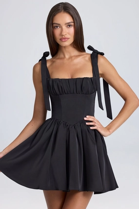 Draped Corset Mini Dress in Black Dresses - sundresses outlet