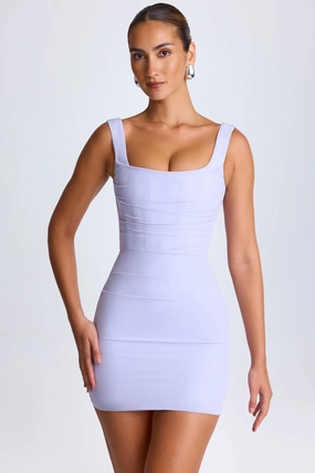 Draped Corset Mini Dress in Soft Lilac Dresses - lace dresses best price