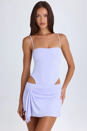 Draped Cut-Out Mini Dress in Soft Lilac Dresses - wrap dresses discount