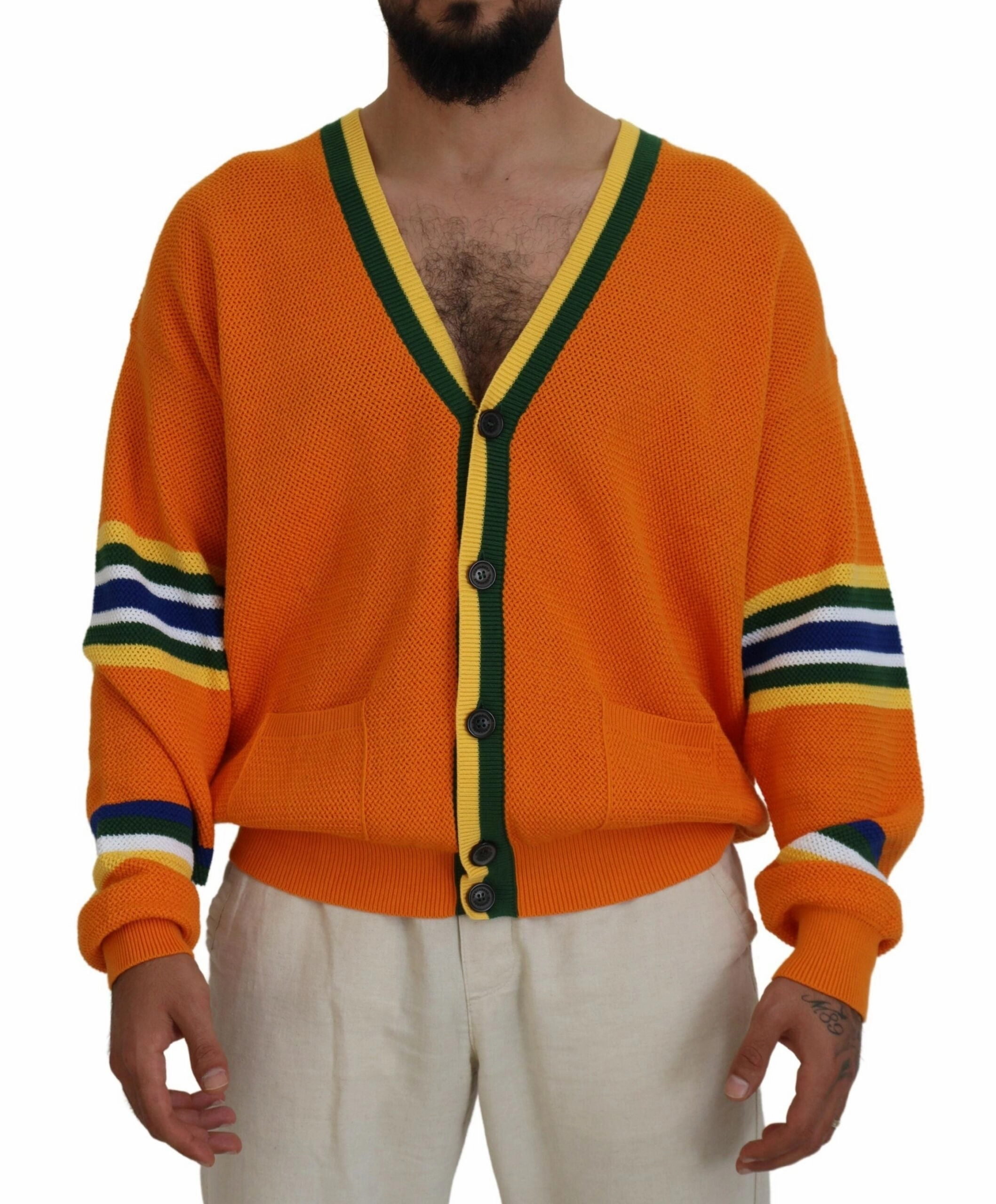 Dsquared2 Cotton Long Sleeves Men Cardigan Men's Sweater (Pre-Owned) chunky knit discount