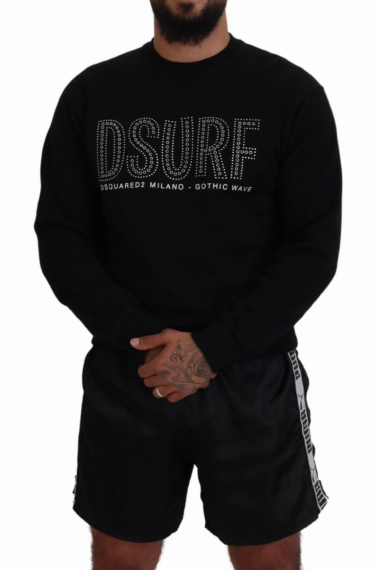 Dsquared2 Cotton Printed Long Sleeves Pullover Men's Sweater (Pre-Owned)
