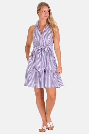 Duffield Lane Ann Dress - Awning Blue Seersucker maxi dresses clearance
