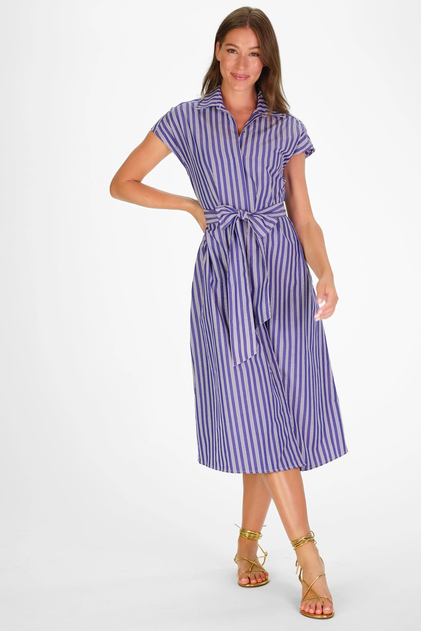 Duffield Lane Callahan Dress - Navy Quad Stripes