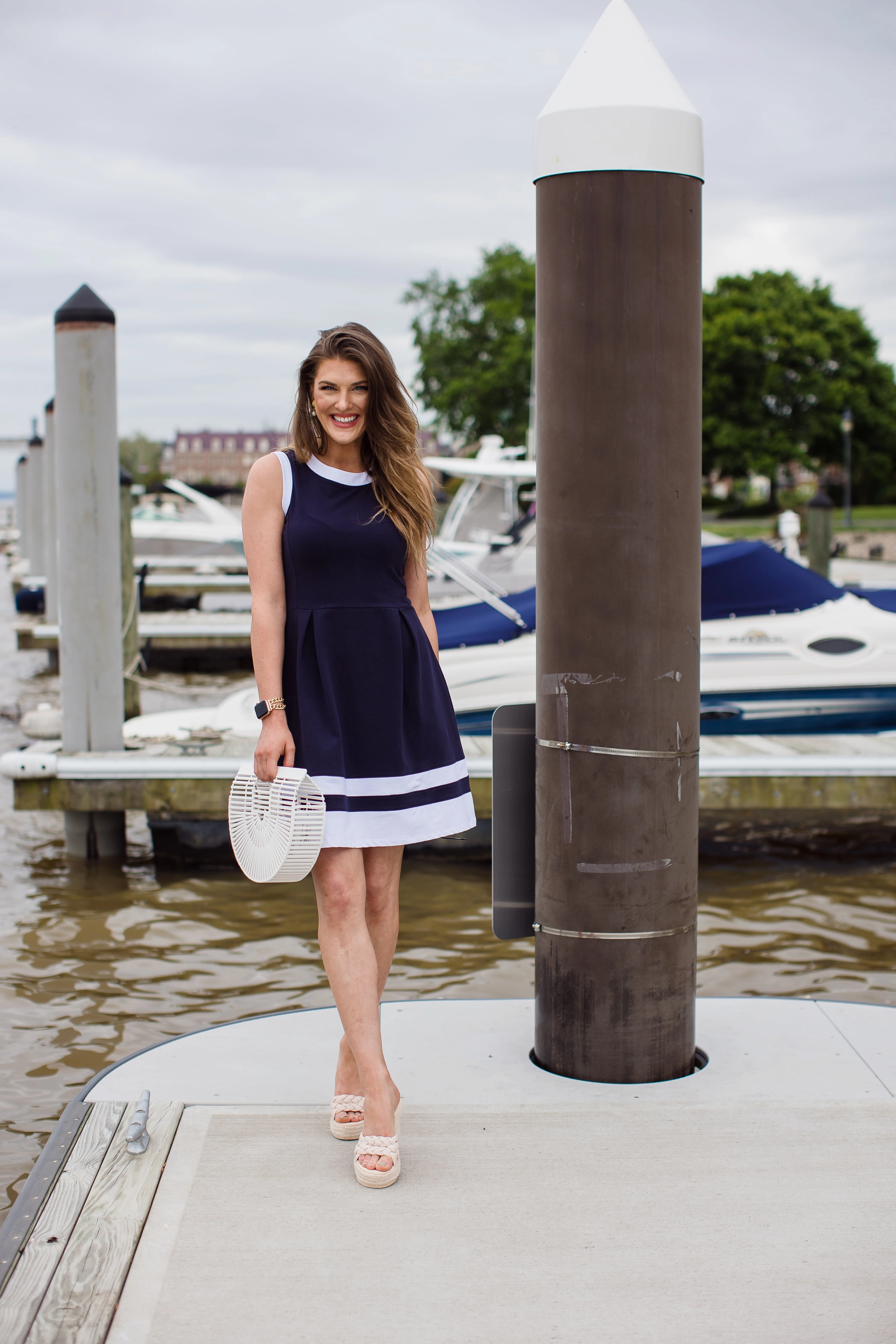 Duffield Lane Carroll Dress - Navy/White