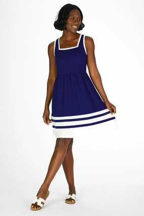 Duffield Lane Cheyenne Dress - Royal Navy/White cheap womens dresses