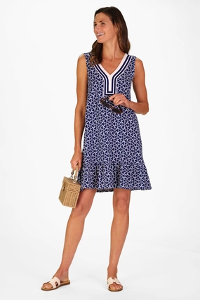 Duffield Lane Daisy Dress - Navy Flags maxi dresses clearance