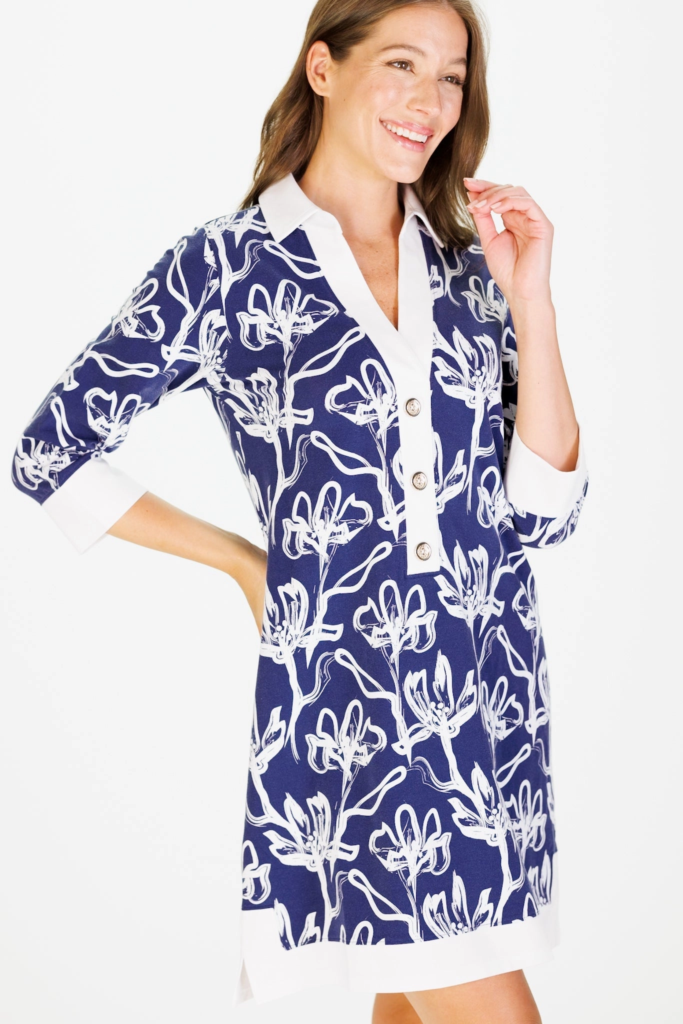 Duffield Lane June Dress - Navy Painted Flower