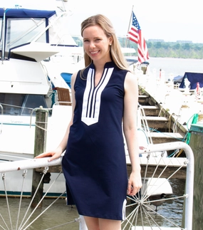 Duffield Lane Mackinac Dress - Solid Navy w/ White - Lucky Knot Edition summer dresses best deals