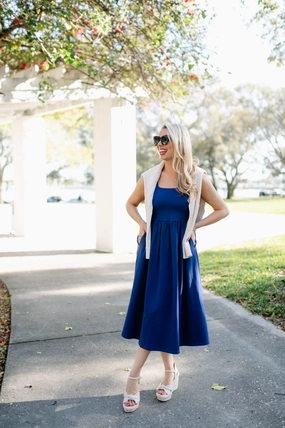 Duffield Lane Maebelle Midi Dress - Royal Navy maxi dresses clearance