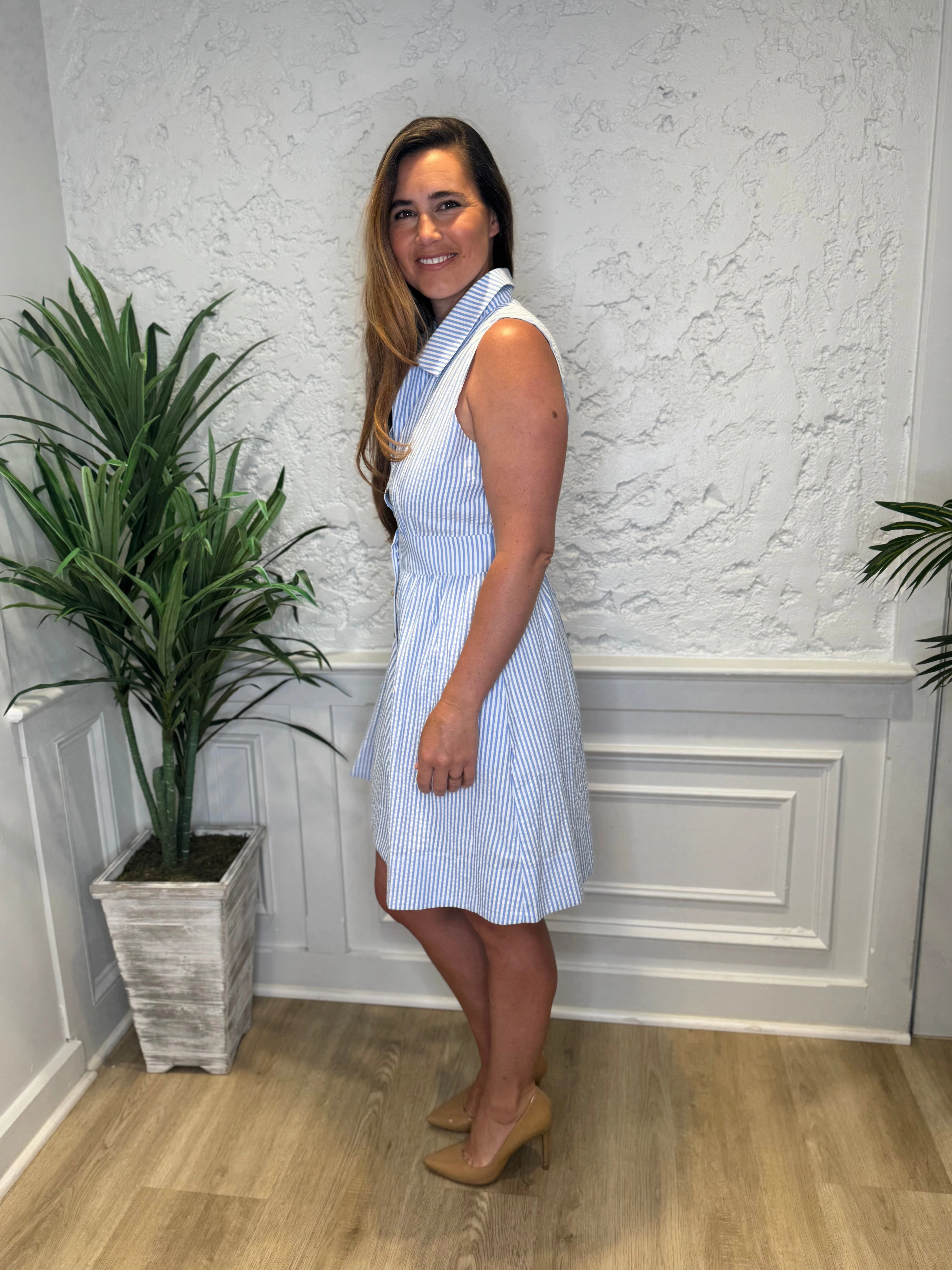 Duffield Lane Ridley Dress - Sky Seersucker