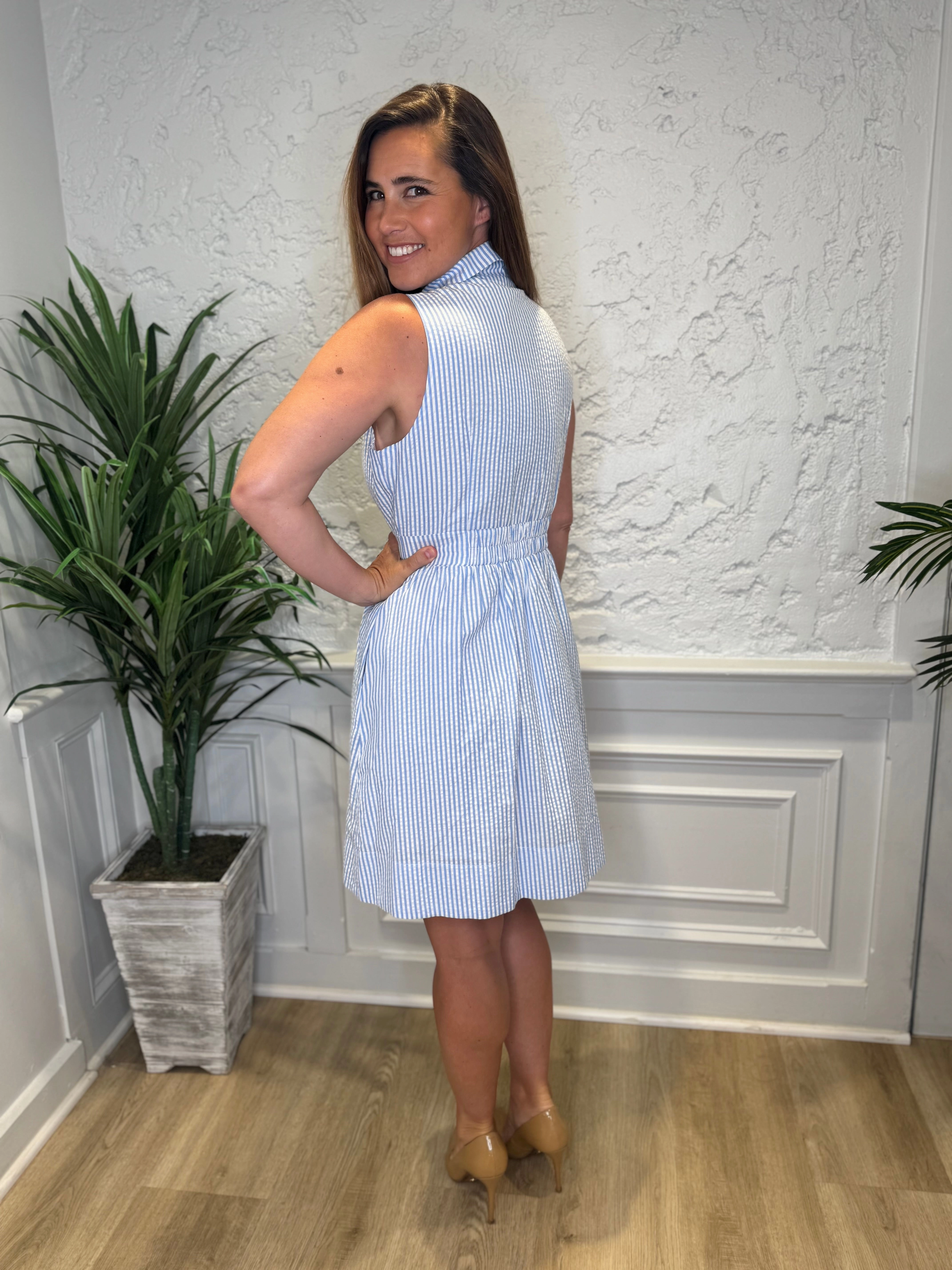 Duffield Lane Ridley Dress - Sky Seersucker