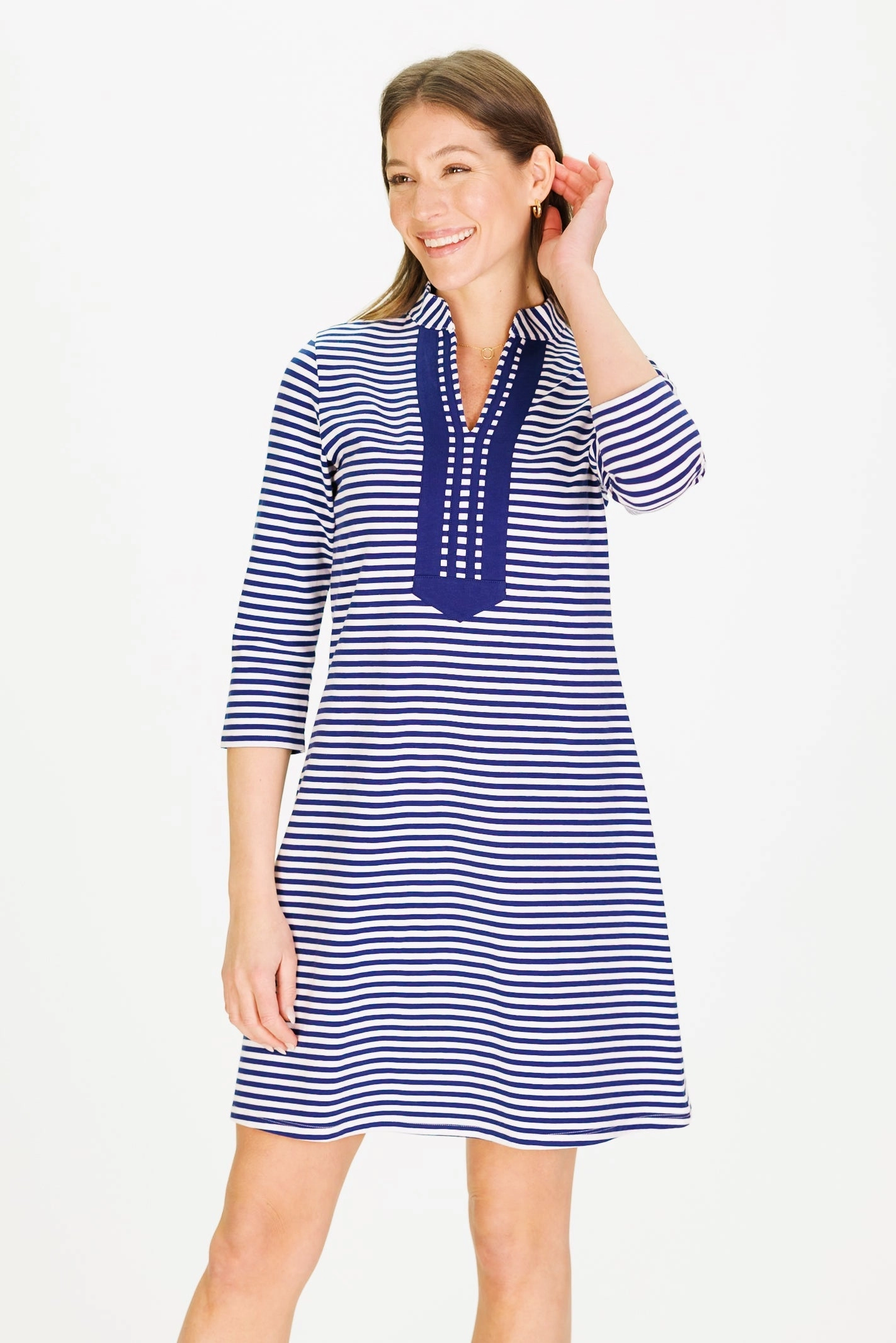 Duffield Lane Spring Lake Anniversary Dress - Thin Navy Stripe