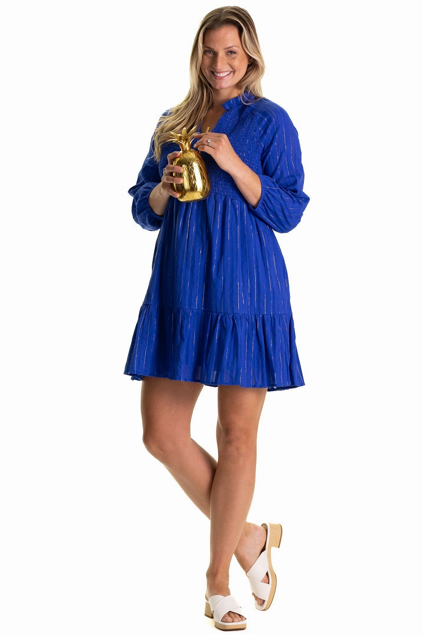 Duffield Lane Wren Dress - Bright Blue Metallic