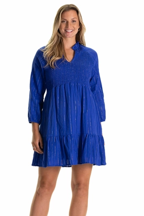 Duffield Lane Wren Dress - Bright Blue Metallic maxi dresses clearance