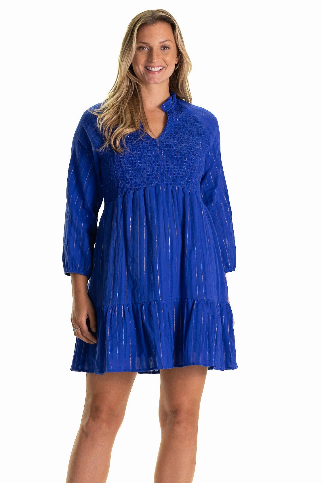 Duffield Lane Wren Dress - Bright Blue Metallic maxi dresses clearance