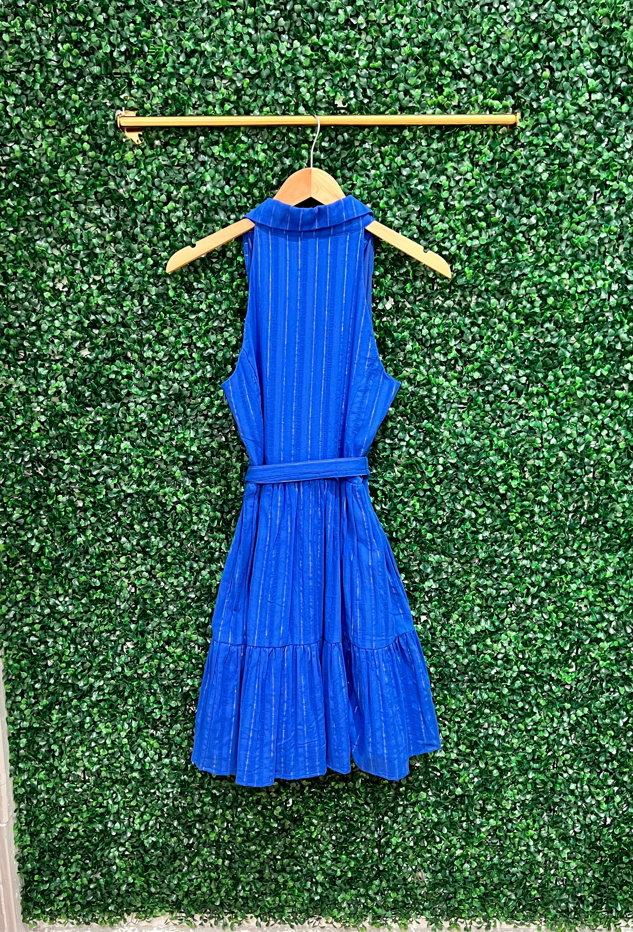 Duffield Lane x Lucky Knot Exclusive Ann Dress - Bright Blue Metallic