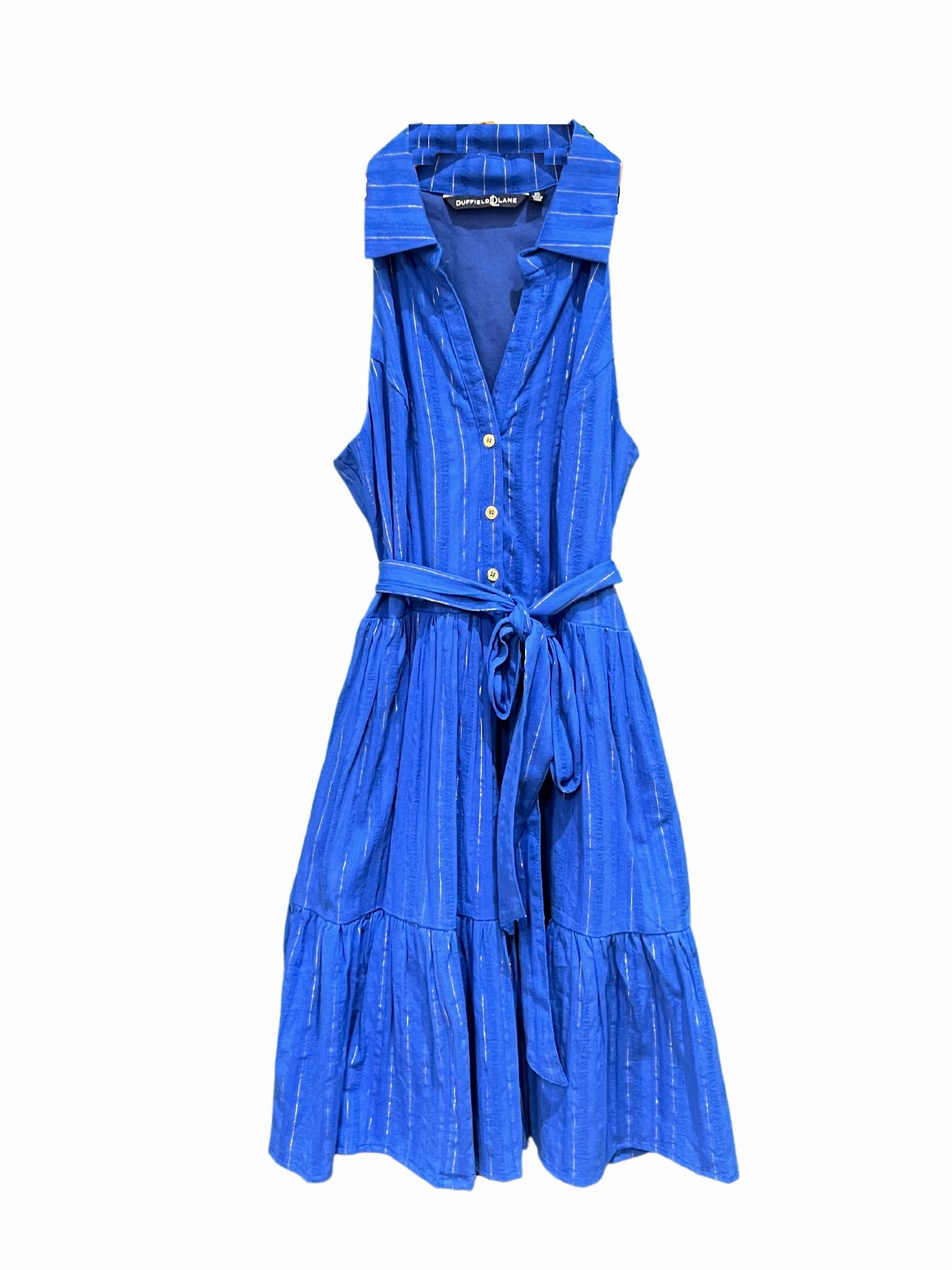 Duffield Lane x Lucky Knot Exclusive Ann Dress - Bright Blue Metallic