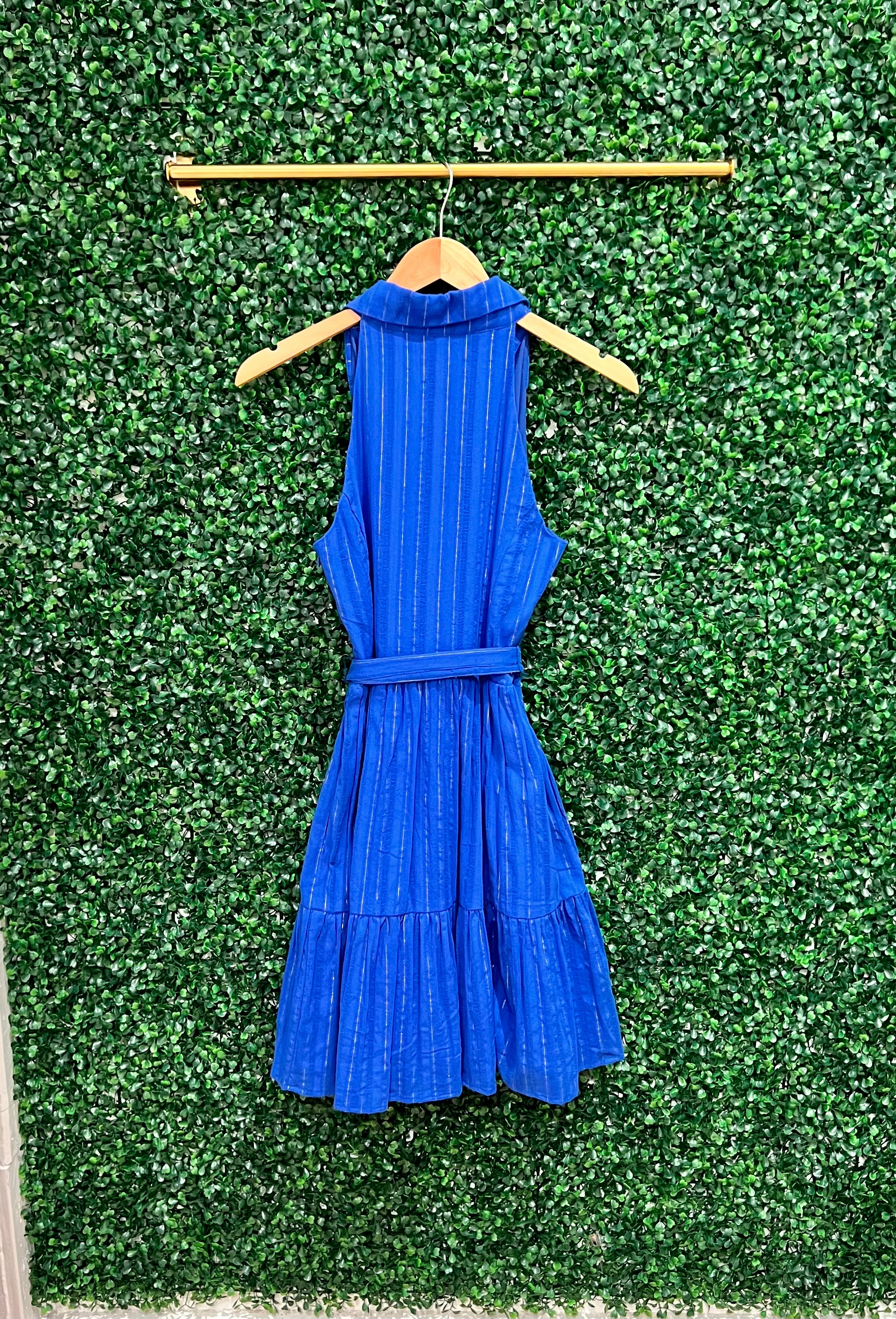 Duffield Lane x Lucky Knot Exclusive Ann Dress - Bright Blue Metallic