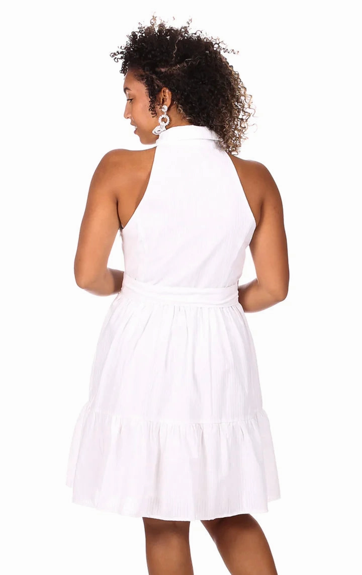 Duffield Lane x Lucky Knot Exclusive Ann Dress - White Seersucker