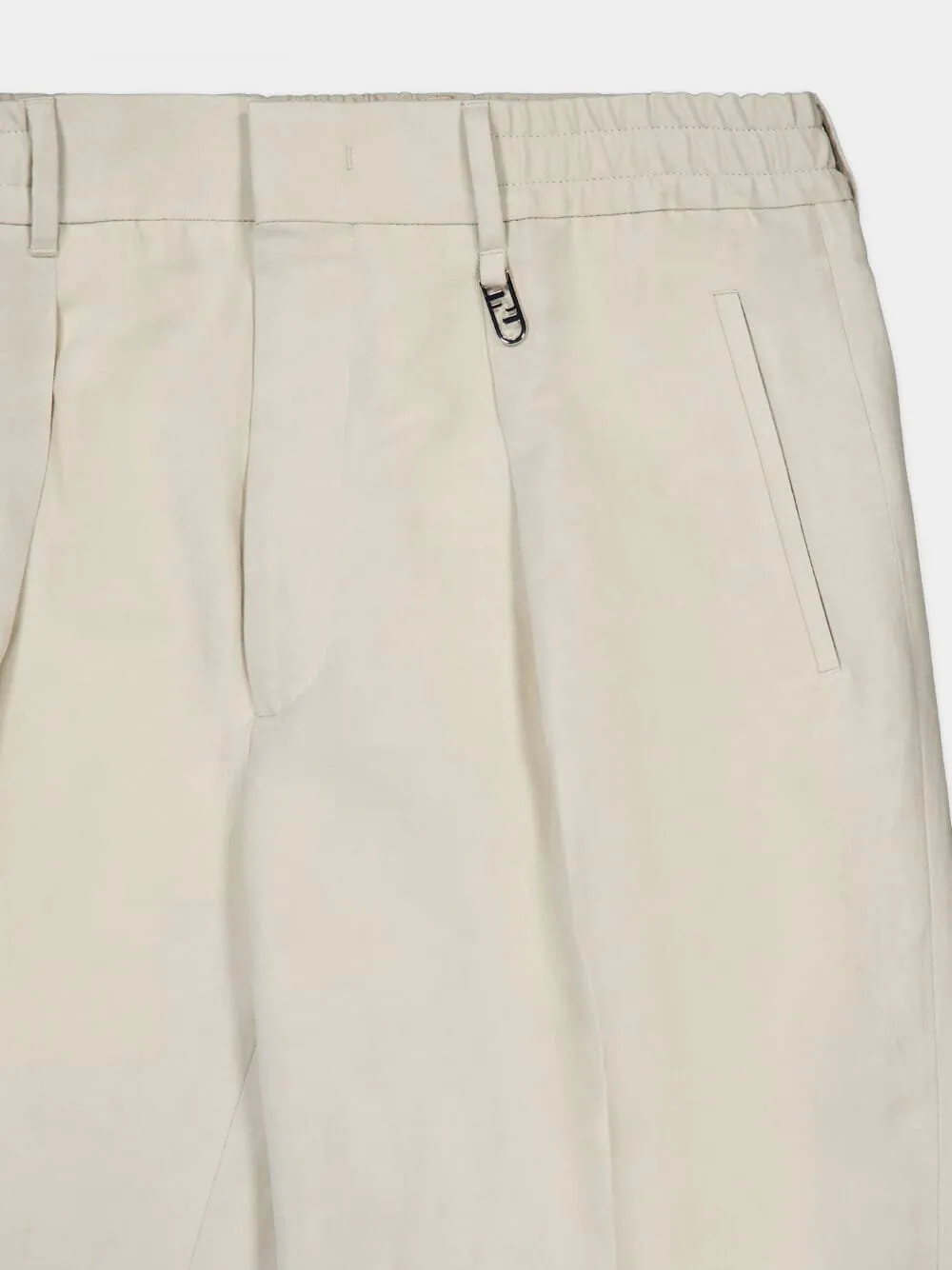 Elastic Waist Straight-Leg Trousers