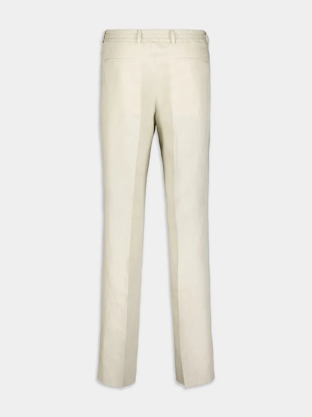 Elastic Waist Straight-Leg Trousers