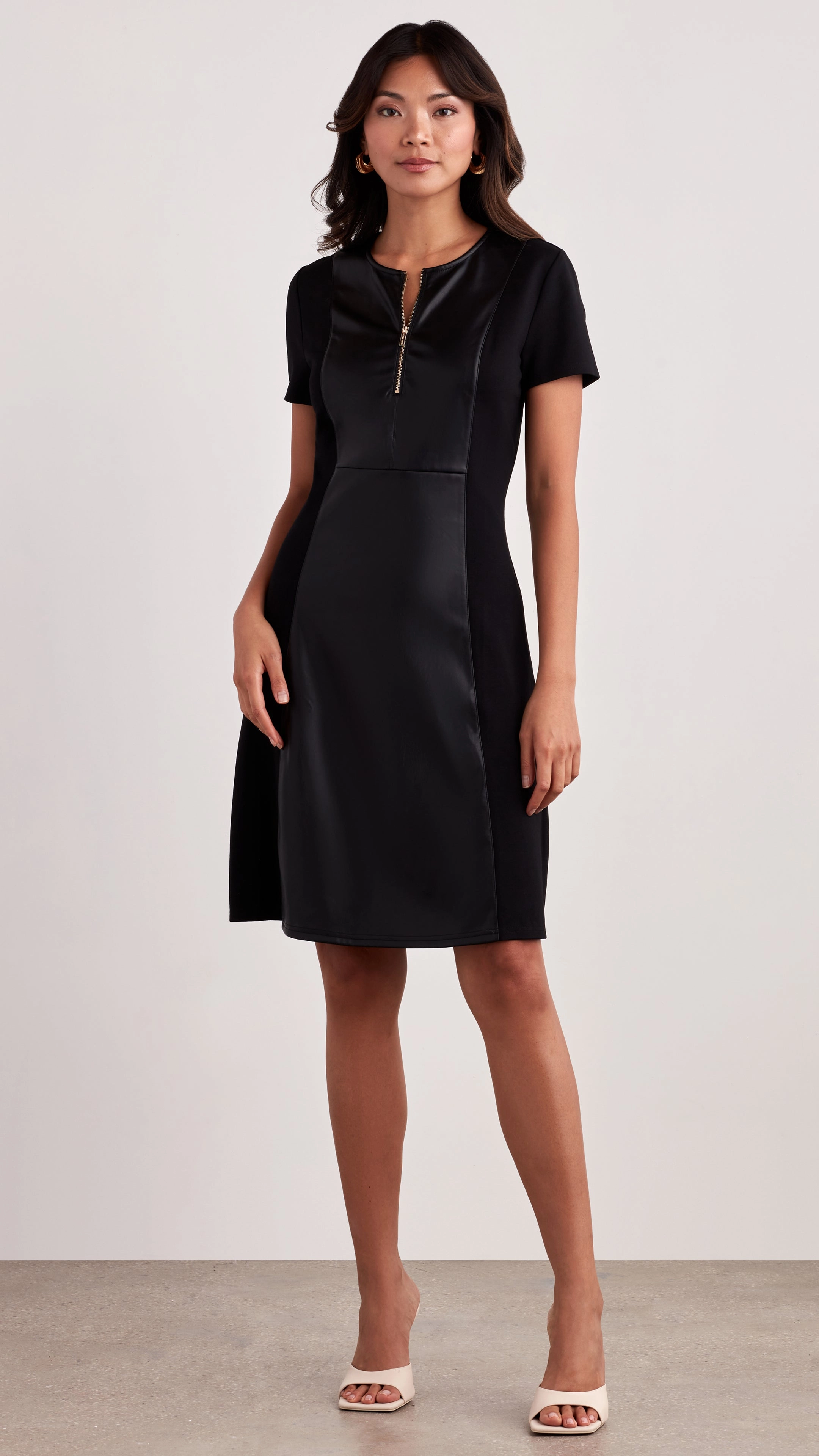 Ellen Tracy Mixed Media Flare Dress - Black maxi dresses clearance