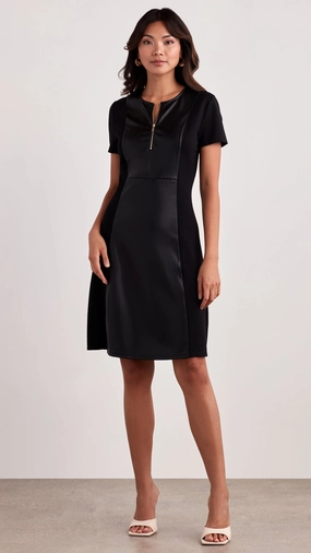Ellen Tracy Mixed Media Flare Dress - Black maxi dresses clearance