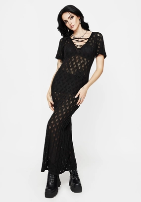 Elnora Moth Crochet Knit Maxi Dress Dresses Womens - wedding guest outfits