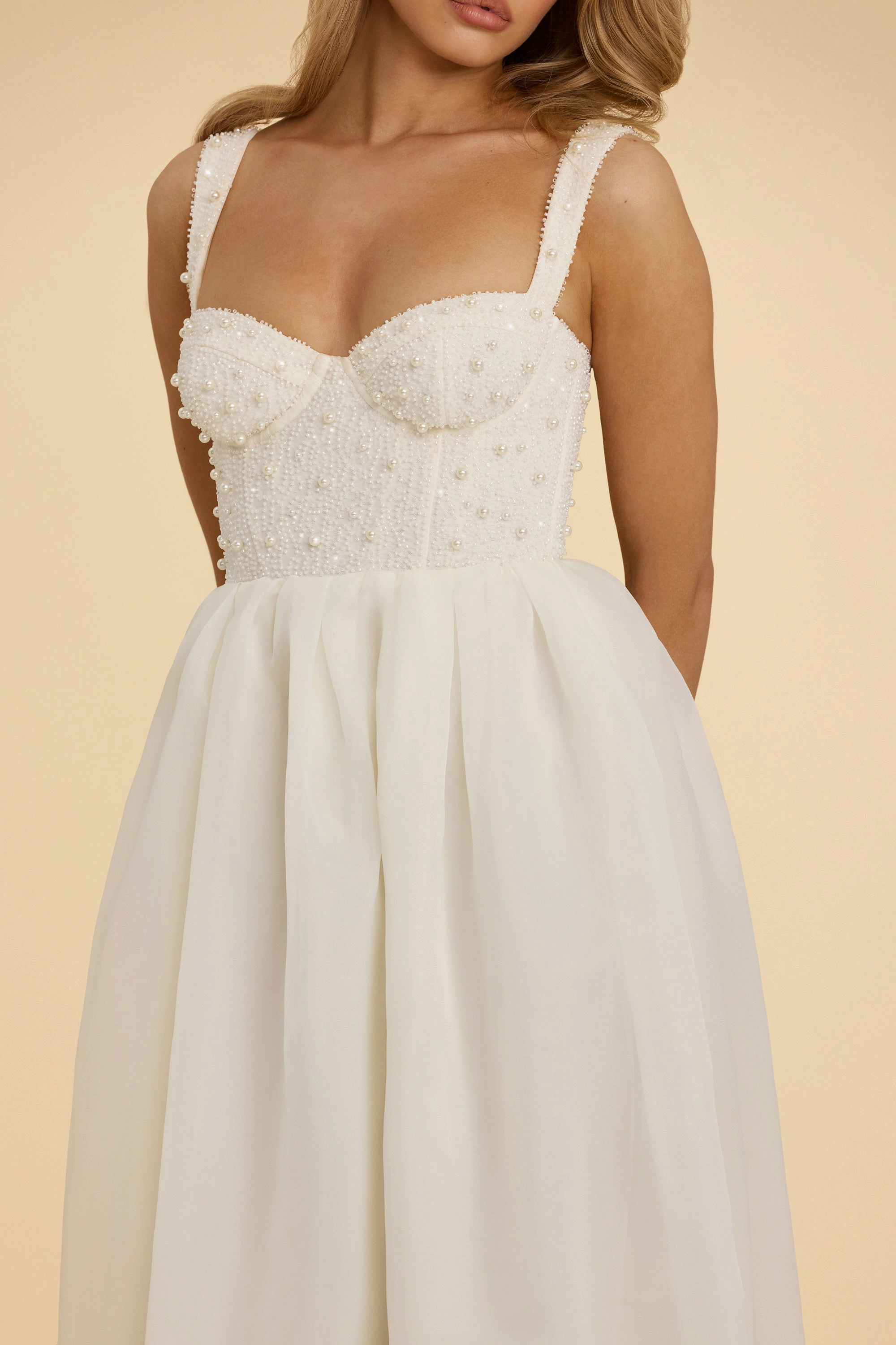 Embellished Corset Gown in White