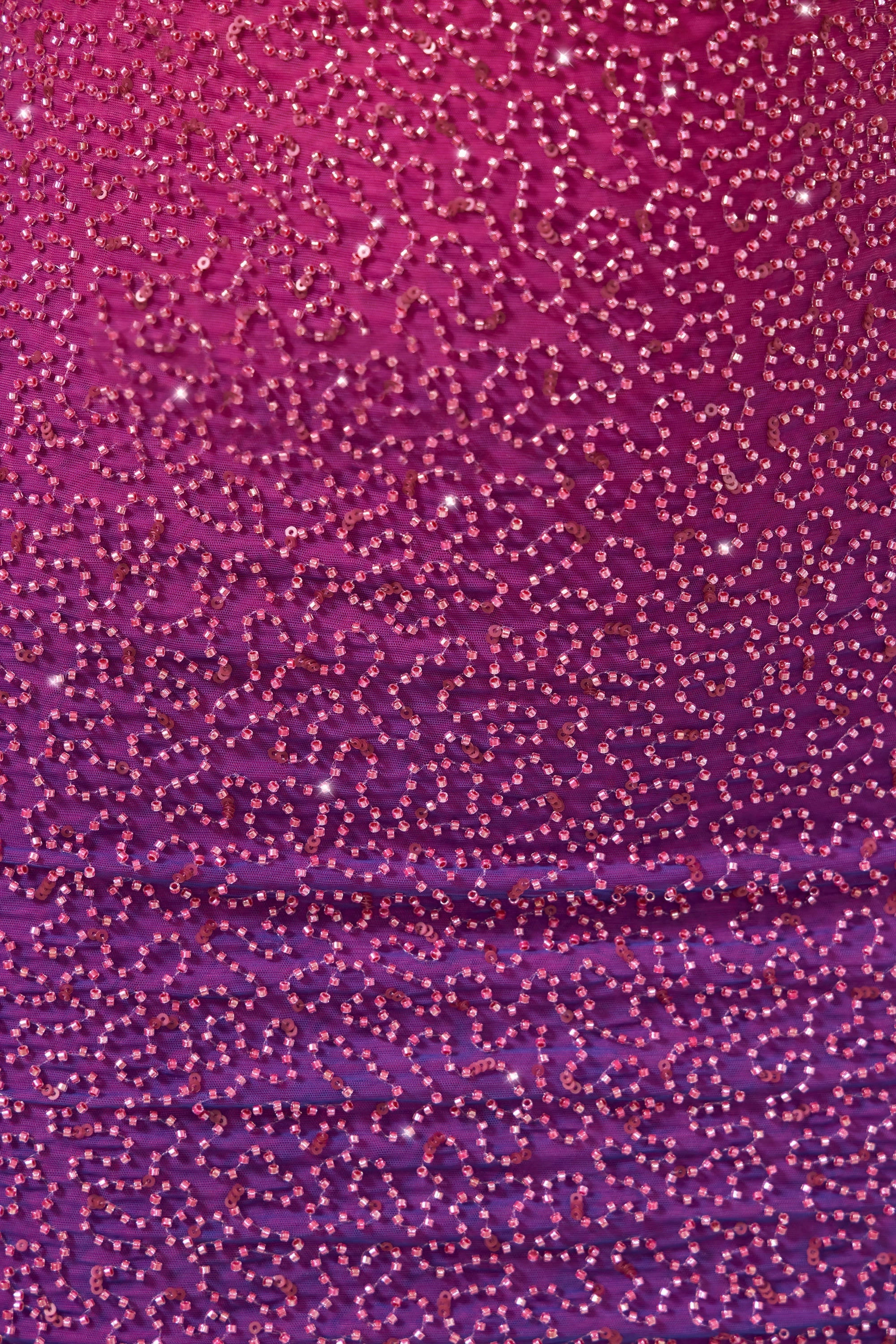 Embellished Halter Neck Mini Dress in Pink/Purple Ombr