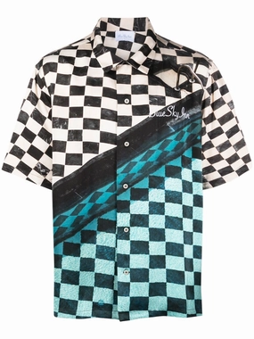 Embroidered-Logo Checked Shirt mens polos clearance