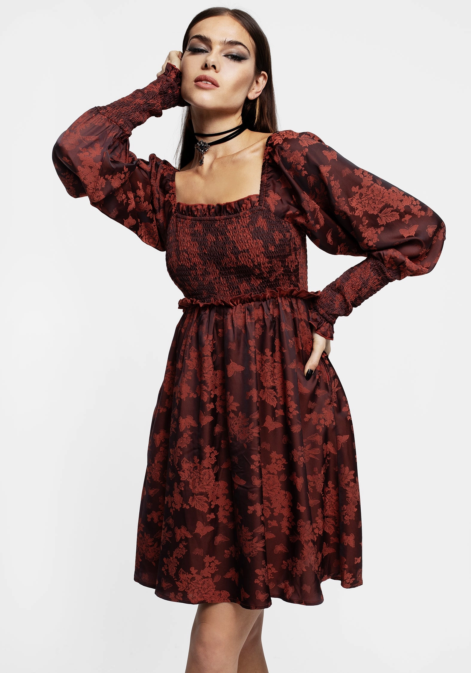 Euthalia Butterfly Jacquard Mini Dress Dresses Womens - wedding guest outfits
