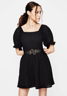 Euthymia Broderie Puff Sleeve Mini Dress Dresses Womens - wedding guest outfits