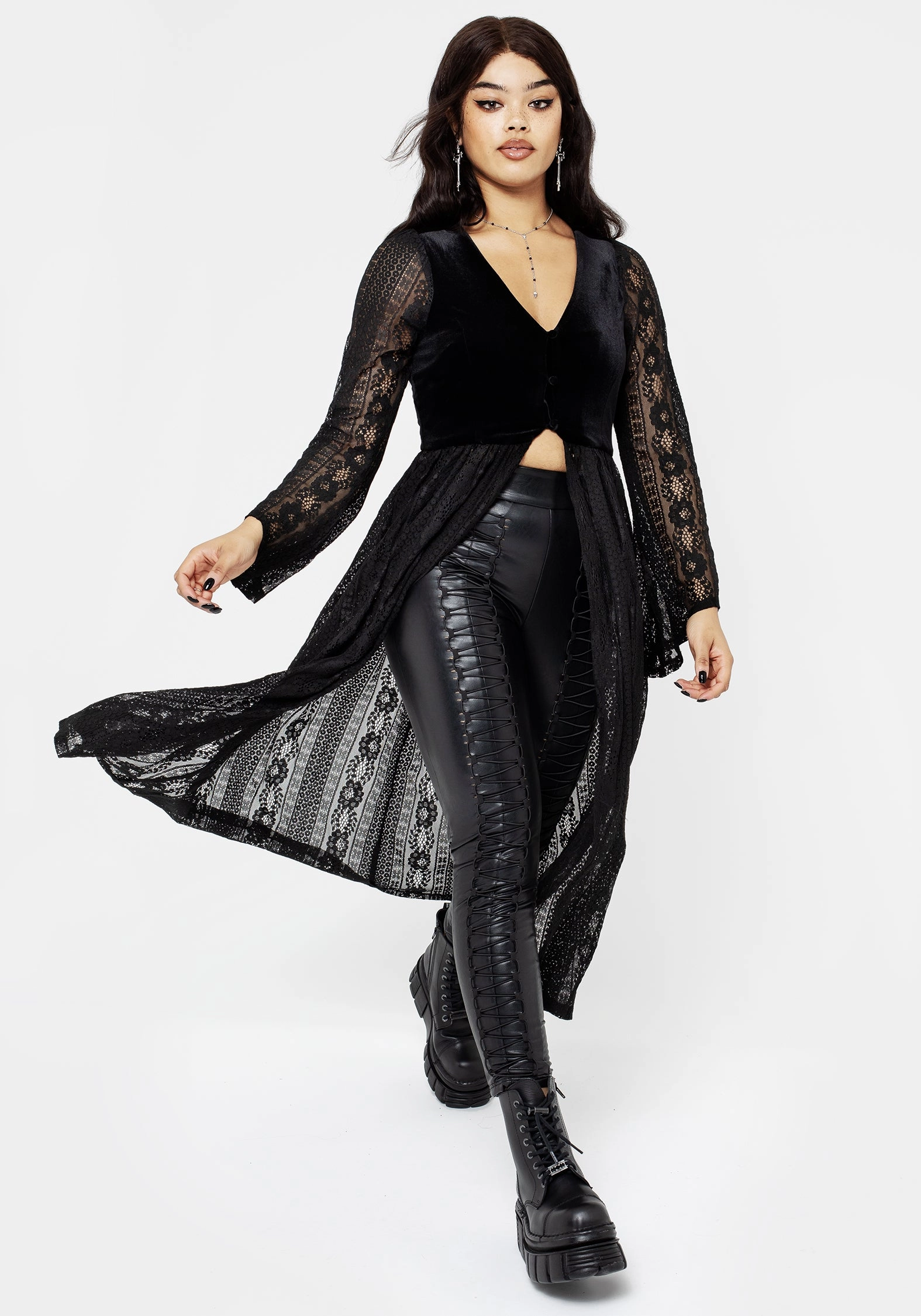 Everlasting Flared Sleeve Lace Overdress Dresses Womens - wedding guest outfits