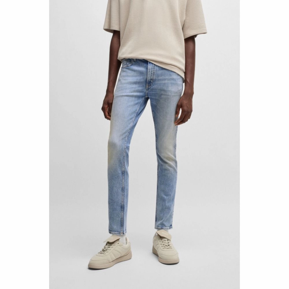 Extra-slim-fit jeans in stonewashed blue stretch denim