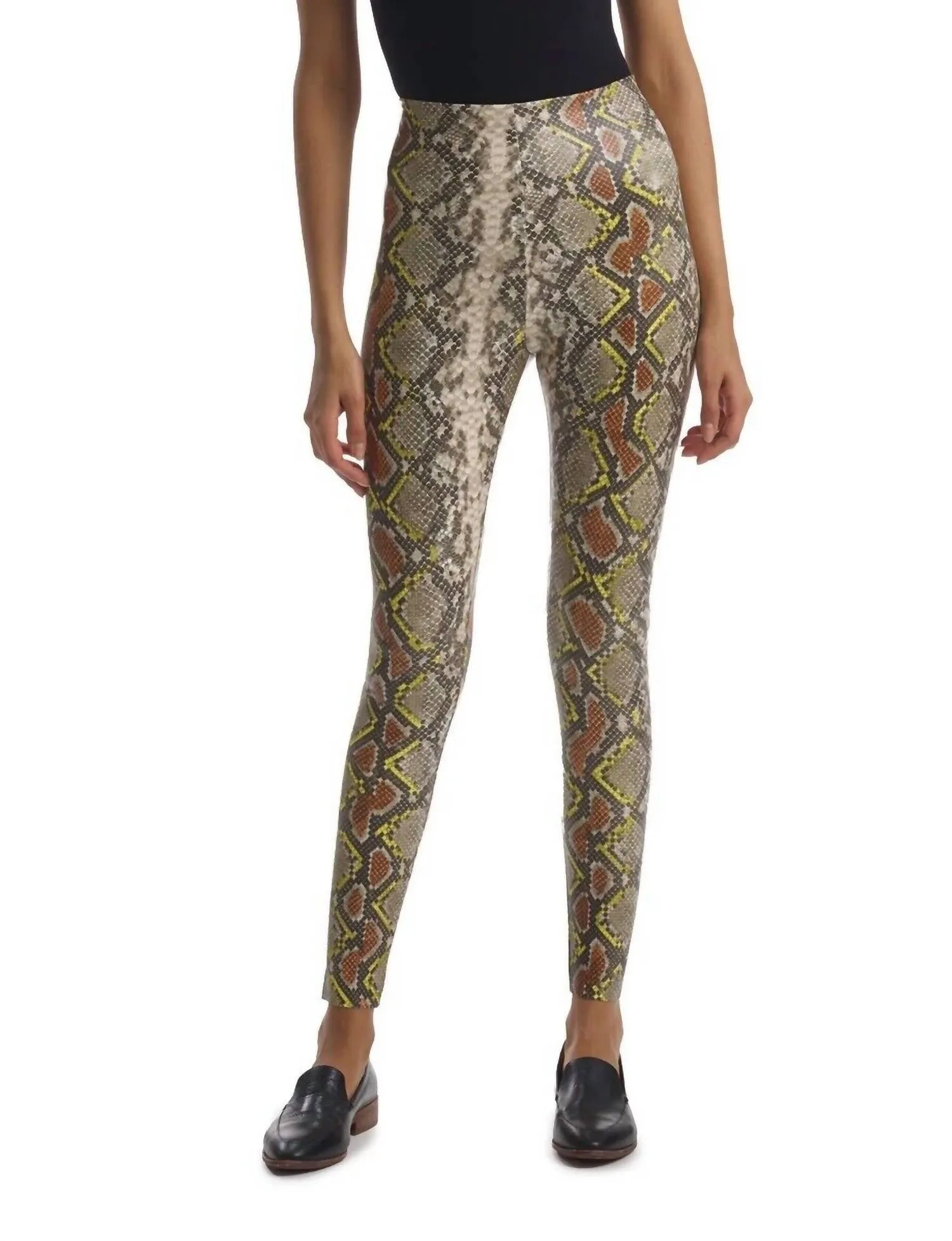Faux Leather Animal Print Legging In Neon Snake Activewear Womens - sports bras best price