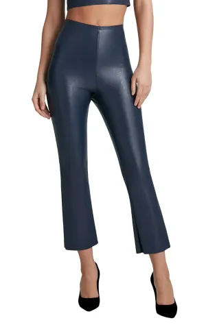 Faux Leather Crop Flare Legging In Navy Activewear Womens - fitness leggings online