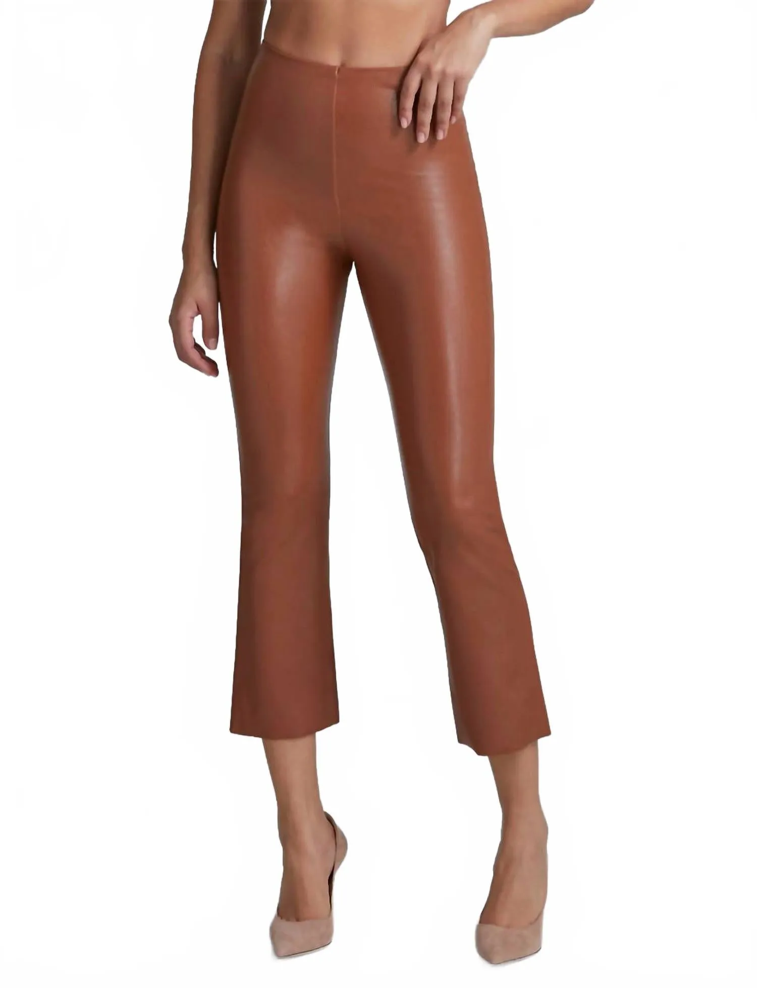 Faux Leather Crop Flare Leggings In Cocoa Activewear Womens - gym outfits discount