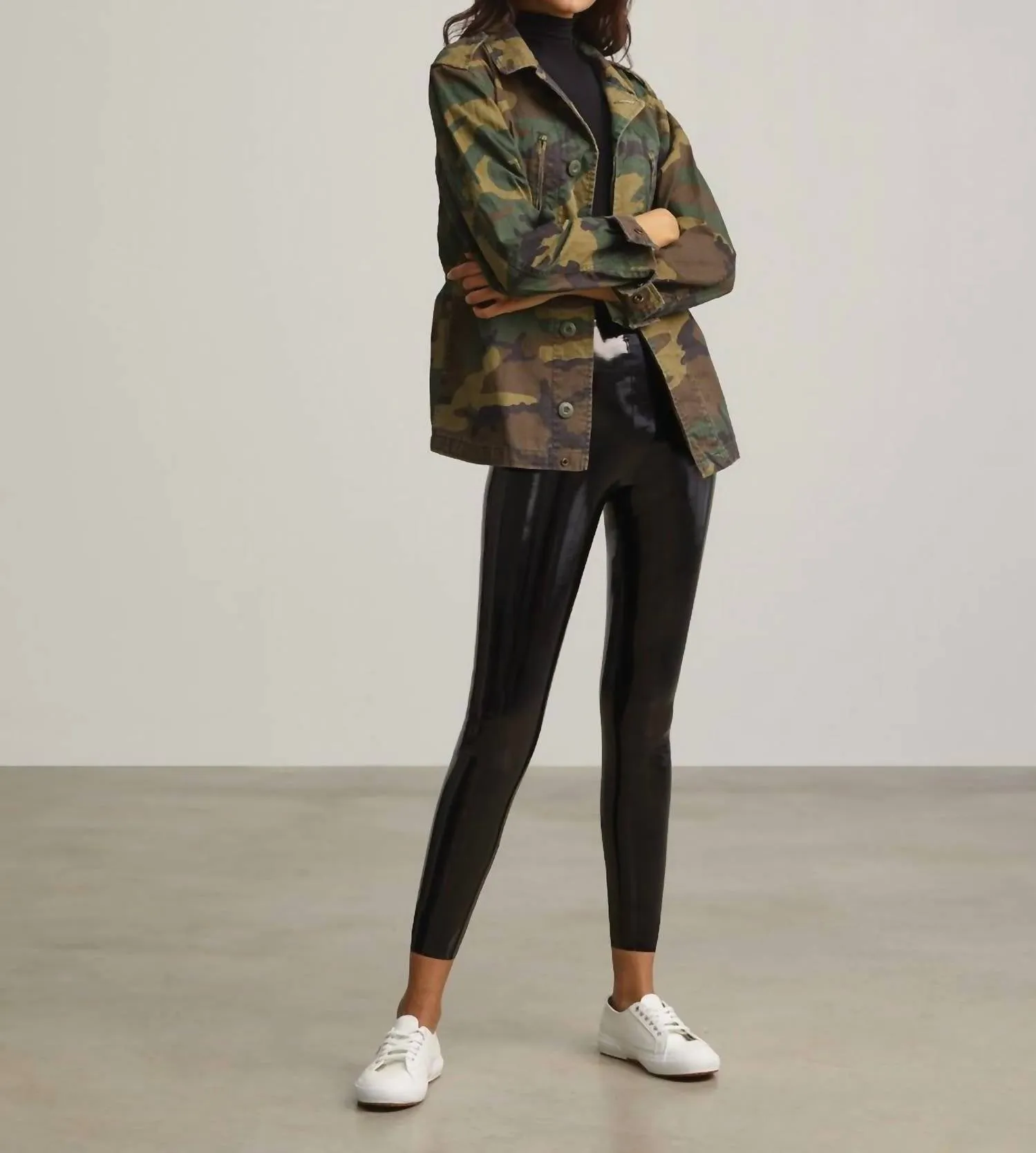 Faux Patent Leather Legging In Black