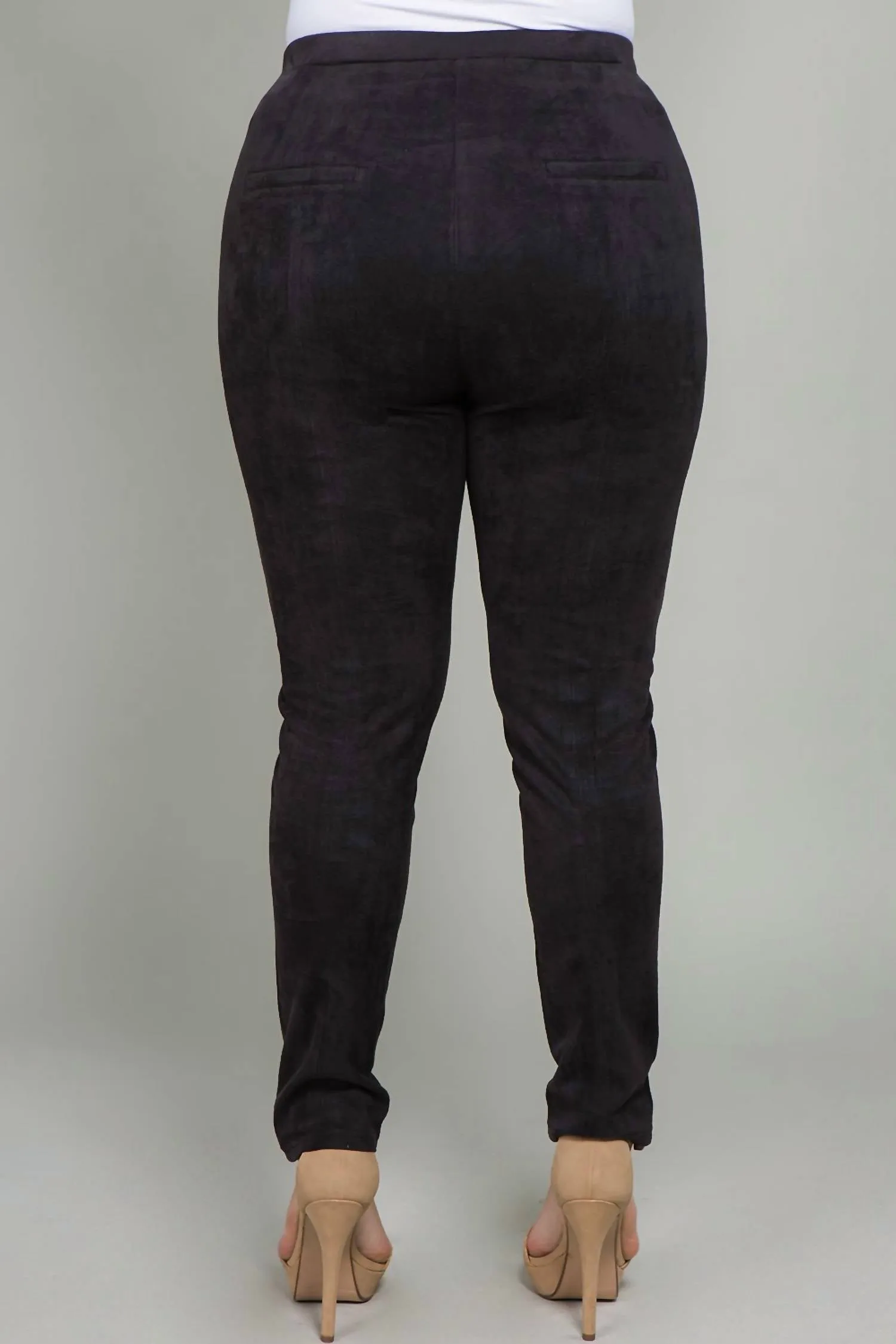 Faux Suede Plus Legging In Charcoal