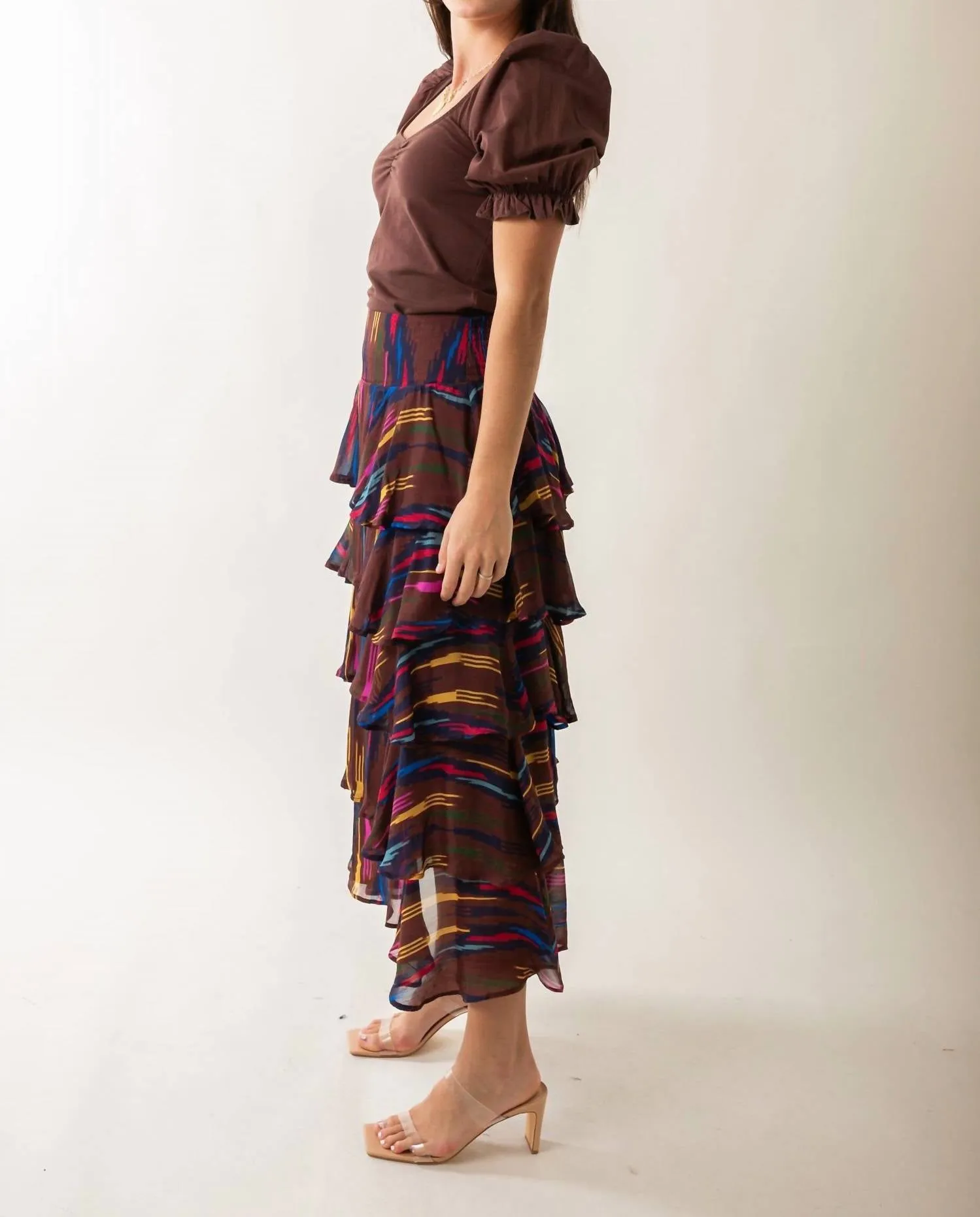 Fayette Skirt In Chocolate Multi
