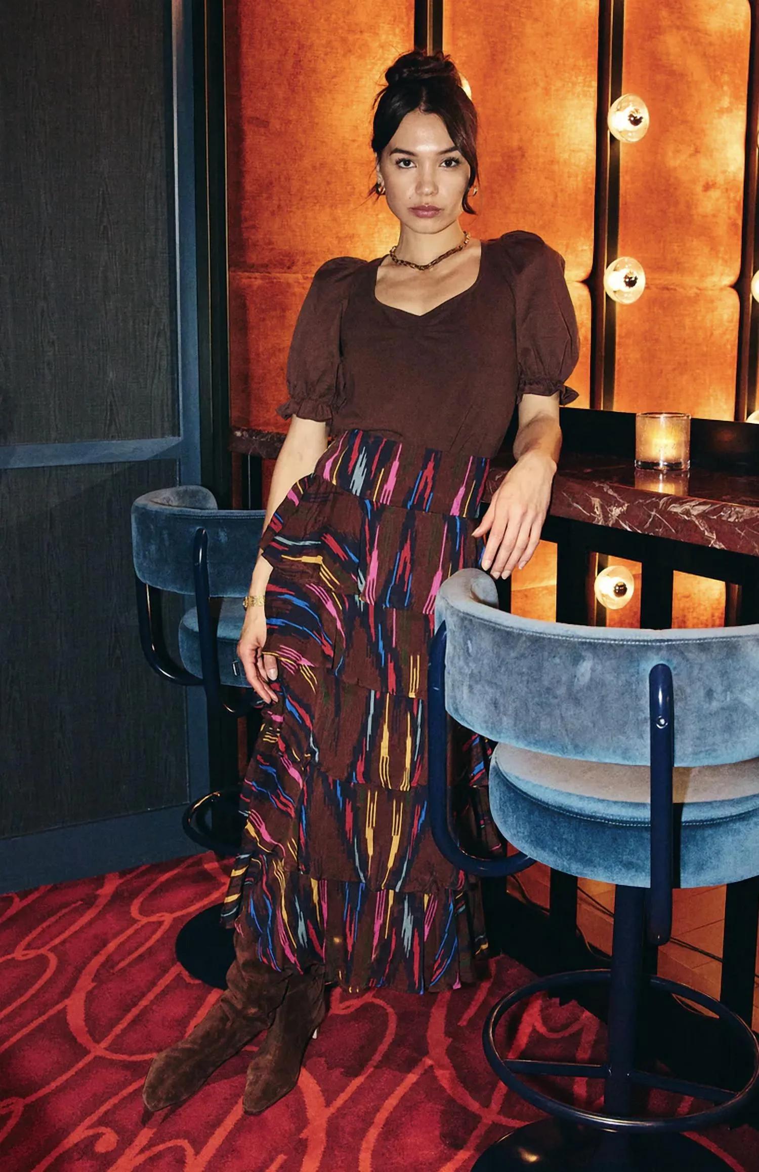 Fayette Skirt In Chocolate Multi
