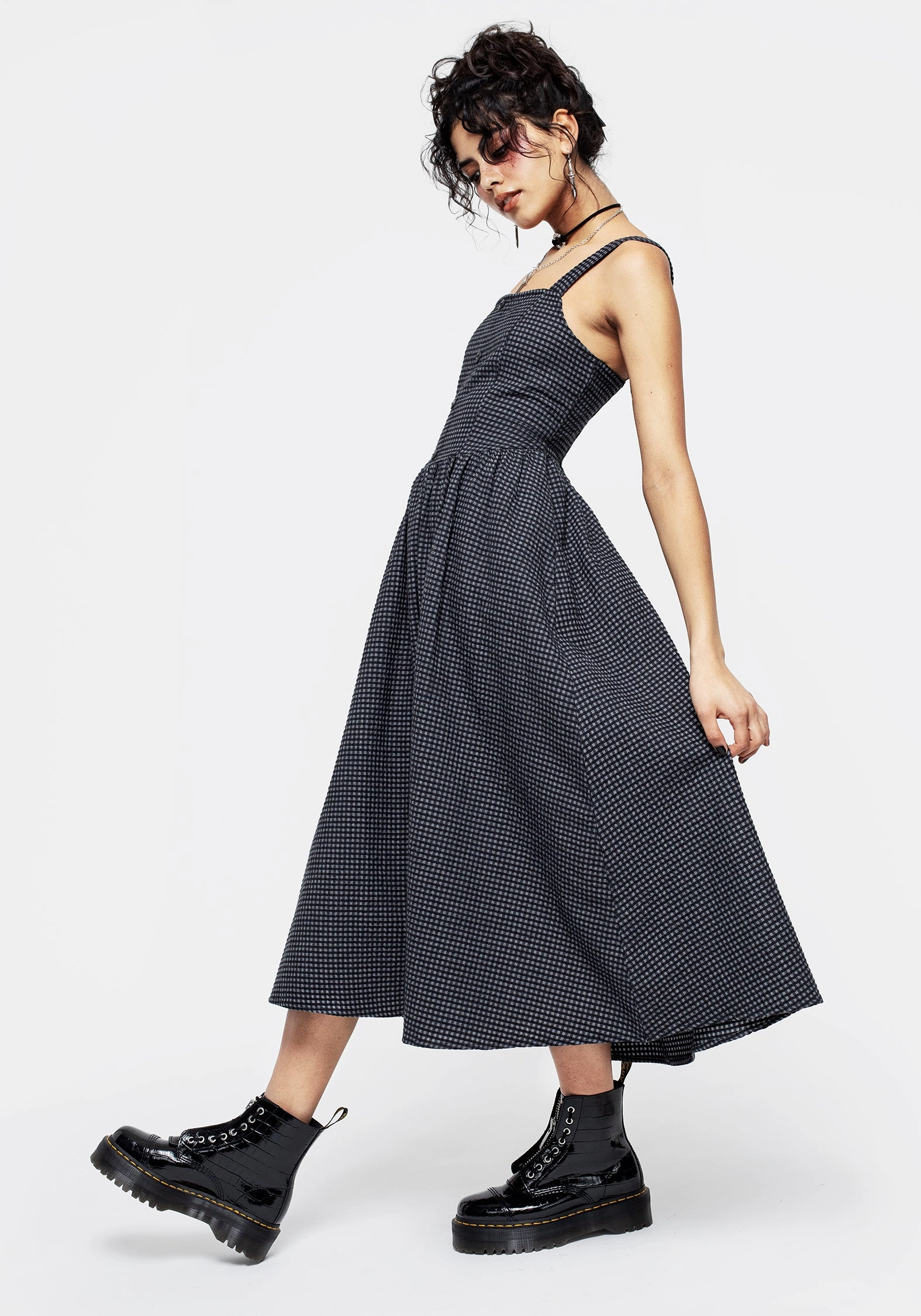 Faythe Apron Midi Dress Dresses Womens - wedding guest outfits