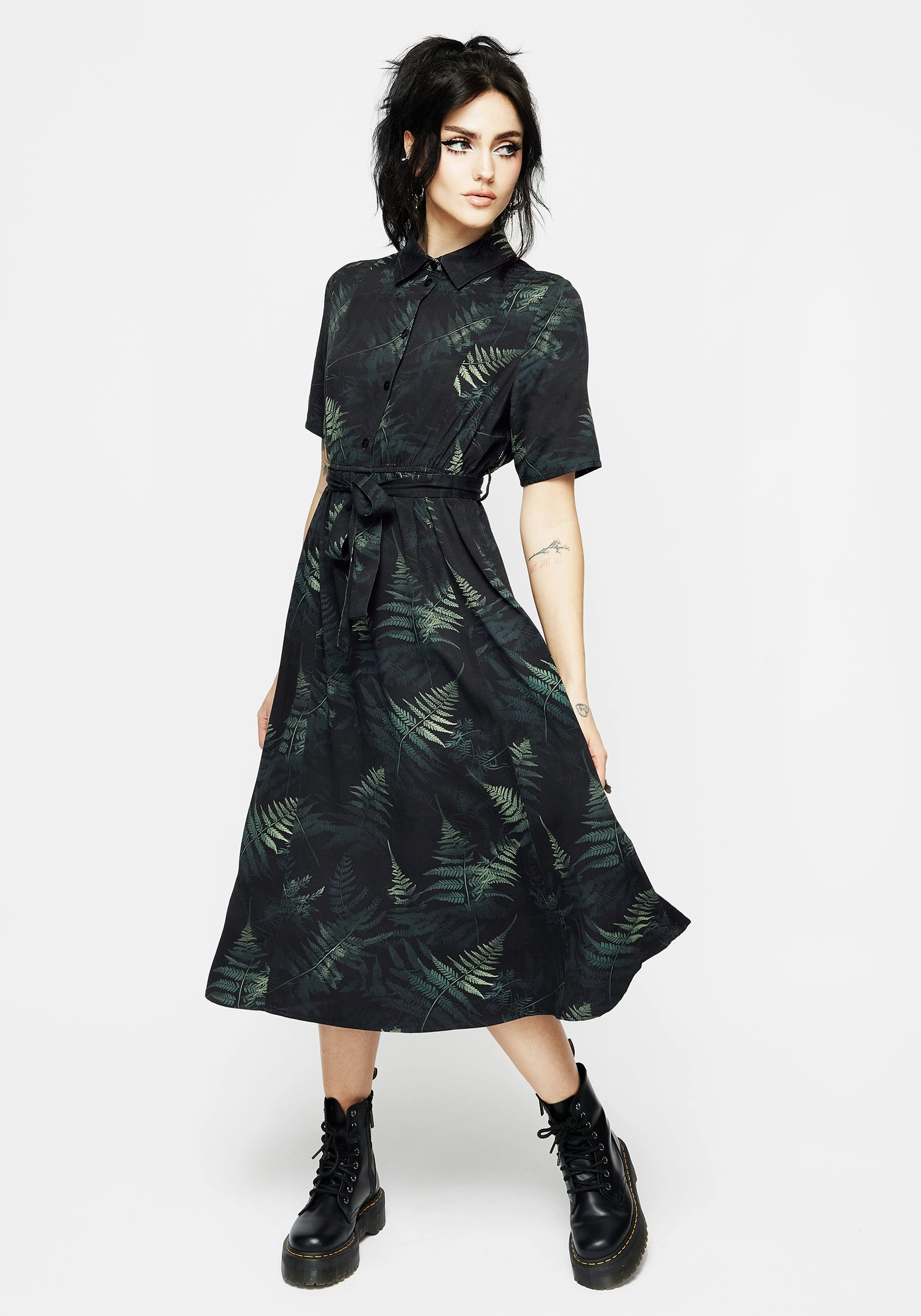 Fernery Midi Shirt Dress Dresses Womens - wedding guest outfits