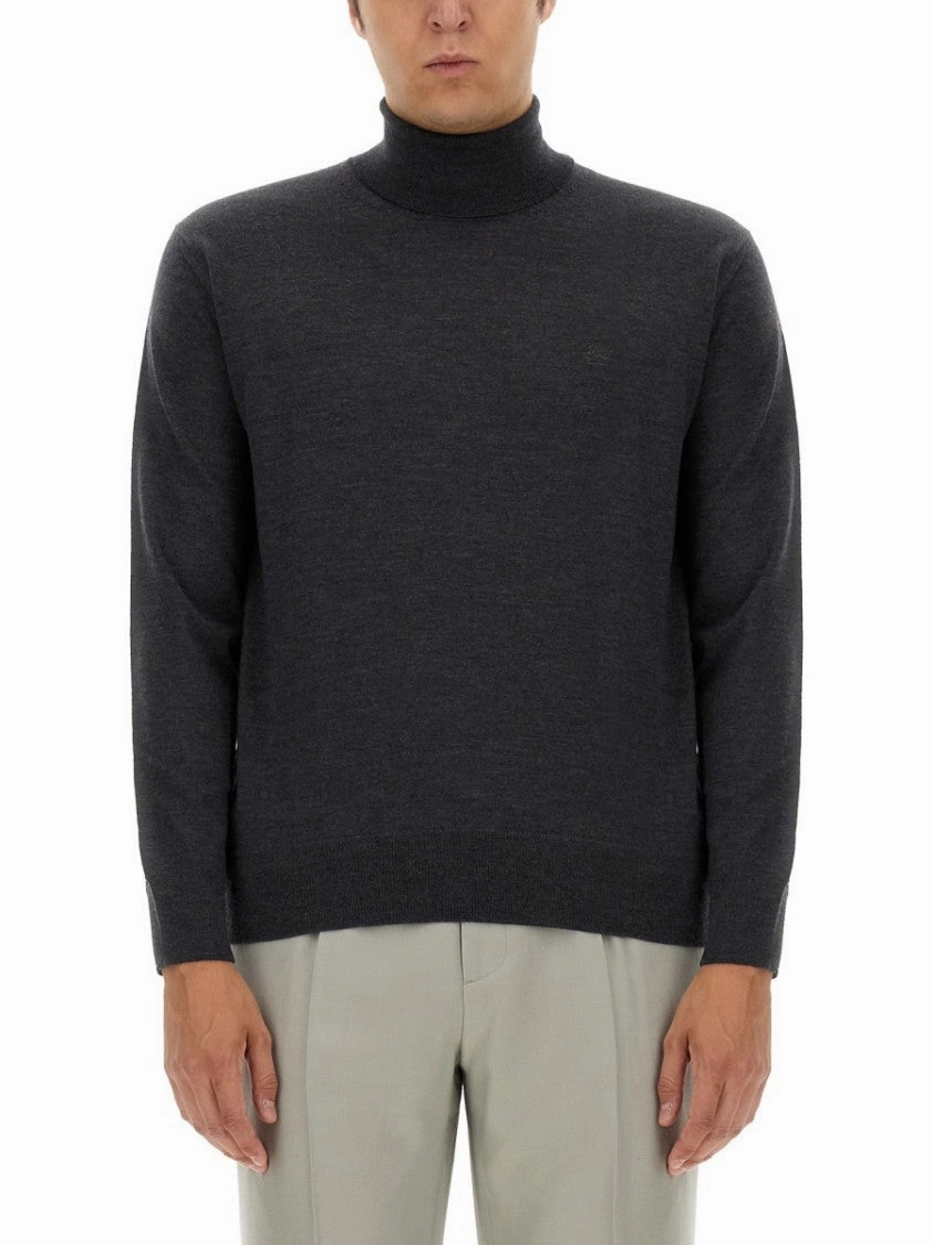 Fitted Grey Wool Turtleneck cashmere sweaters sale
